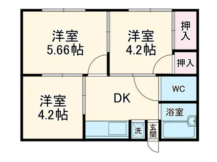 イーストハイツ(3K/1階)の間取り写真