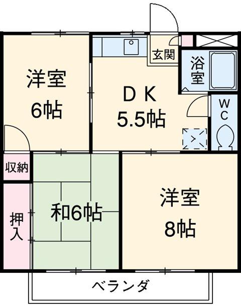 コーポサンライズ(3DK/2階)の間取り写真