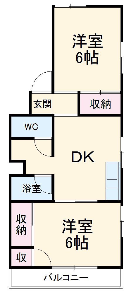 スカイプラザ(2DK/5階)の間取り写真