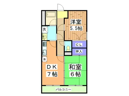 バンガードイン太秦(2DK/3階)の間取り写真