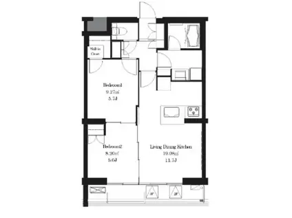 フレンシア高円寺(2LDK/1階)の間取り写真