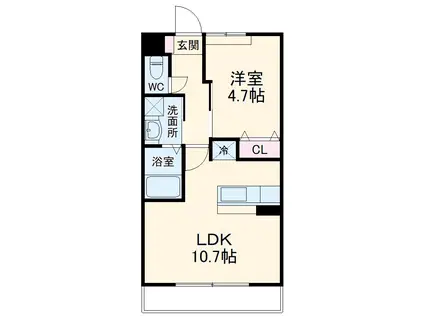 FLORAL COURT(1LDK/1階)の間取り写真