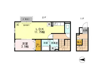 サンモール高畑(1LDK/1階)の間取り写真