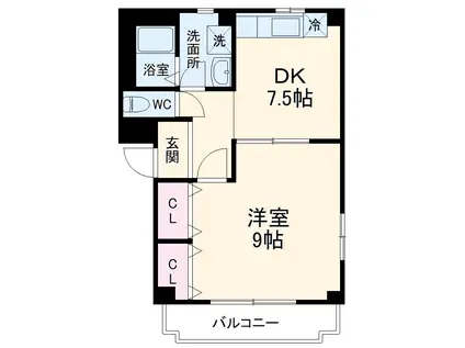 エルメゾン(1DK/1階)の間取り写真