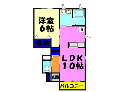 ヴィラージュ D棟(1LDK/1階)の間取り写真