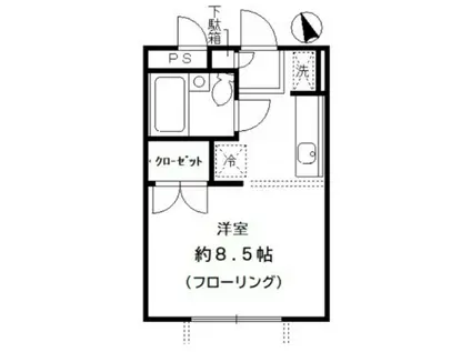 アルファ上高田(1K/2階)の間取り写真