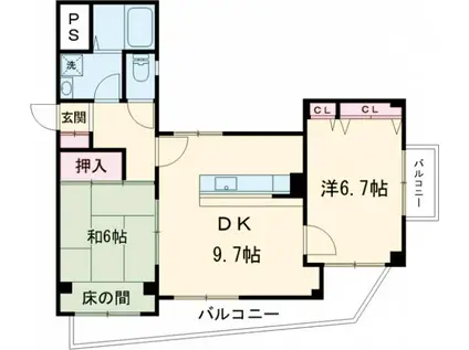 CASA・フェリスⅠ(2LDK/1階)の間取り写真