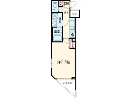 ジェノヴィア新中野スカイガーデン(1K/1階)の間取り写真