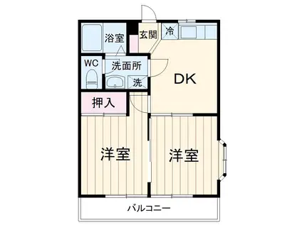 ニューシティハイツ(2DK/2階)の間取り写真