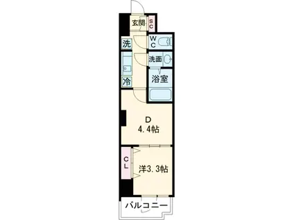 レジディア中野Ⅱ(2K/4階)の間取り写真