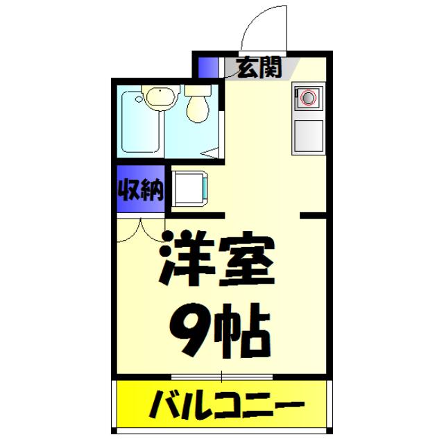 トーエンハイツ(ワンルーム/3階)の間取り写真