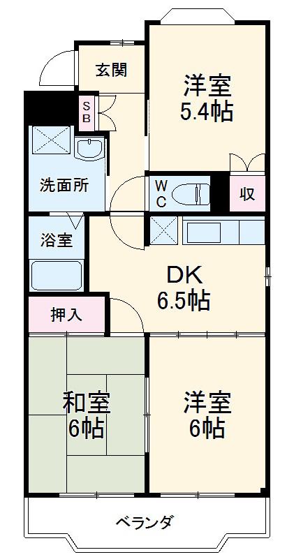 ナンポート(3DK/1階)の間取り写真