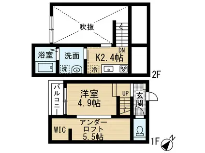 LUNA PORT(1SK/2階)の間取り写真