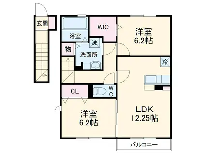 ロイヤルガーデンクワトロⅠ棟(2LDK/2階)の間取り写真