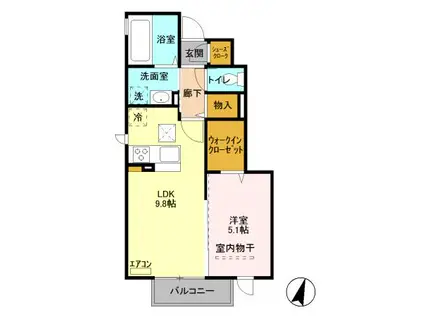 ディア コートⅤ(1LDK/1階)の間取り写真