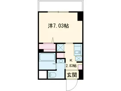 クラスイン与儀(1K/4階)の間取り写真