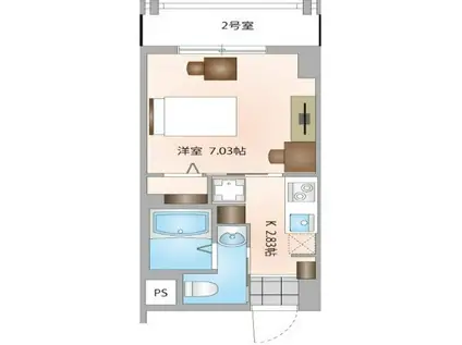 クラスイン与儀(1K/5階)の間取り写真