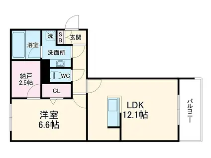 シュエット川政(1LDK/2階)の間取り写真