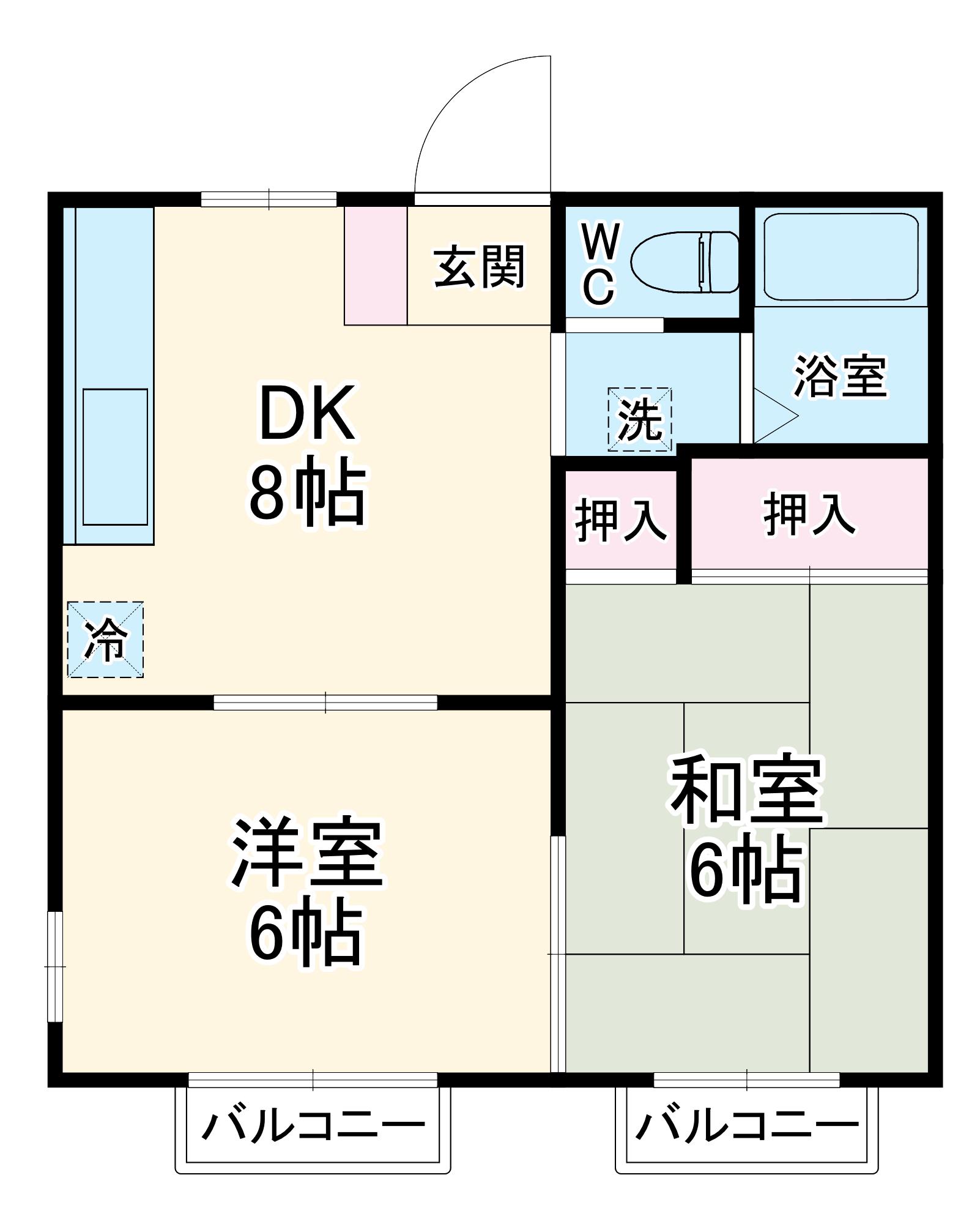 サンハイツ香川(2DK/1階)の間取り写真
