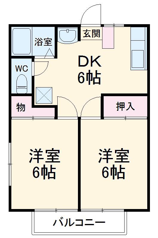 CITY50(2DK/1階)の間取り写真