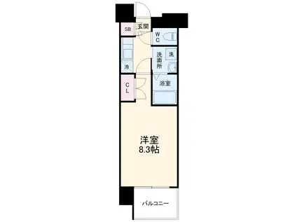 パルティール黒川(1K/4階)の間取り写真