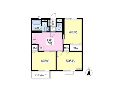 ひまわりⅡ(3DK/2階)の間取り写真