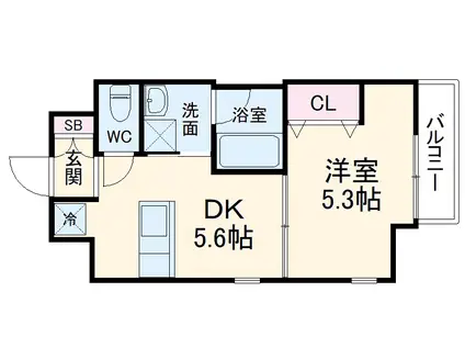 エステムコート京都西院(1DK/2階)の間取り写真