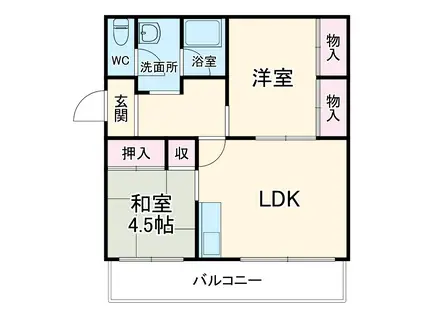 第1パークサイドマンション(2LDK/3階)の間取り写真