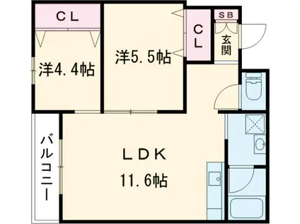 LATTICE UZUMASA(2LDK/3階)の間取り写真