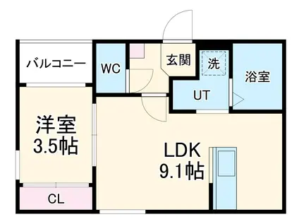 GRANDTICPRESTONMORISHITA(1LDK/1階)の間取り写真
