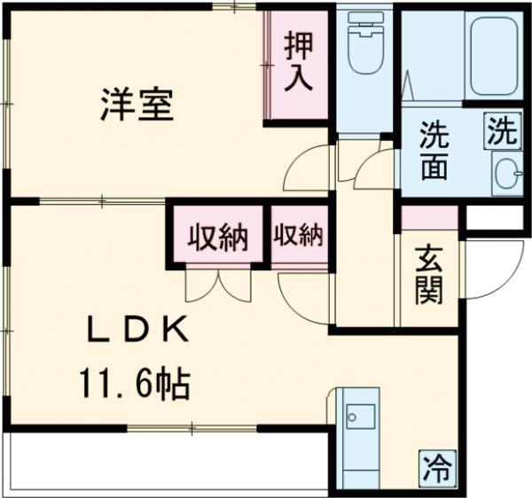 YKラピュタ(1LDK/3階)の間取り写真