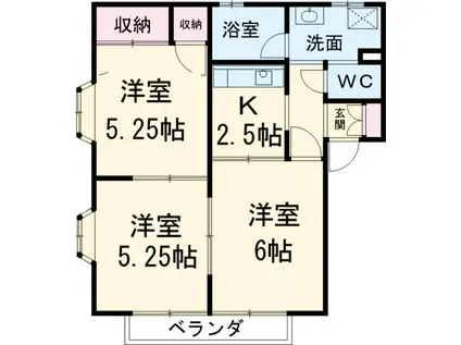 シルクヒルズA(3K/1階)の間取り写真
