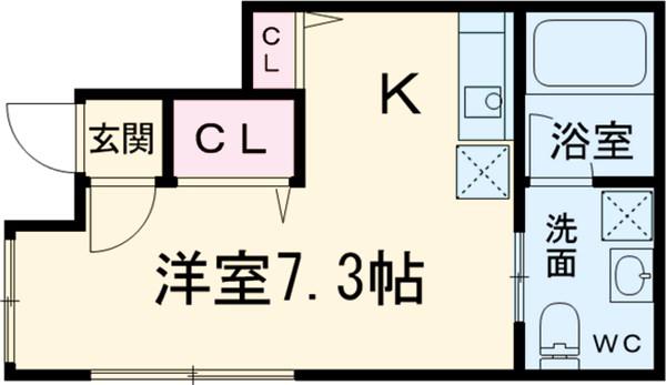 ジェラートⅡ(ワンルーム/1階)の間取り写真