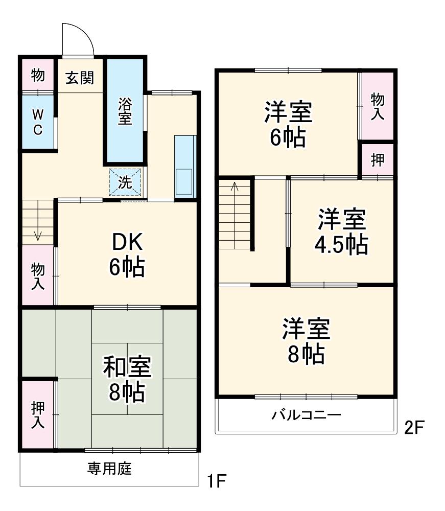 西洋長屋(4DK)の間取り写真