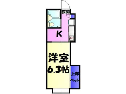 チェーロ轟(1K/2階)の間取り写真
