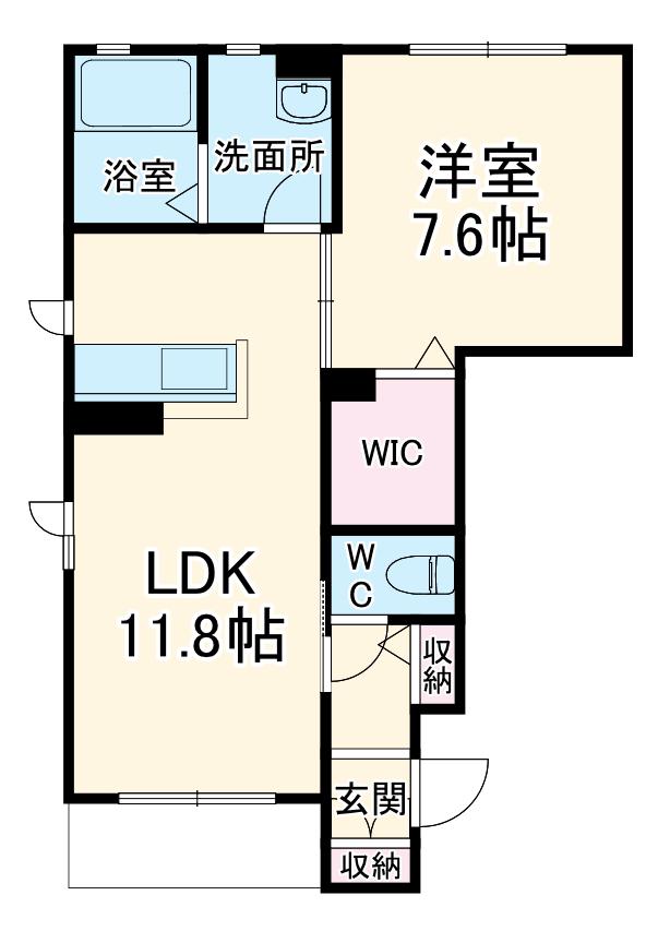 グリナージュ茅ヶ崎2(1LDK/1階)の間取り写真