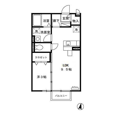 メゾン・エスポワールC棟(1LDK/2階)の間取り写真