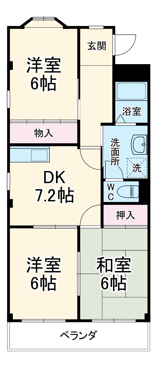 エスポワール清水Ⅱ(3DK/1階)の間取り写真