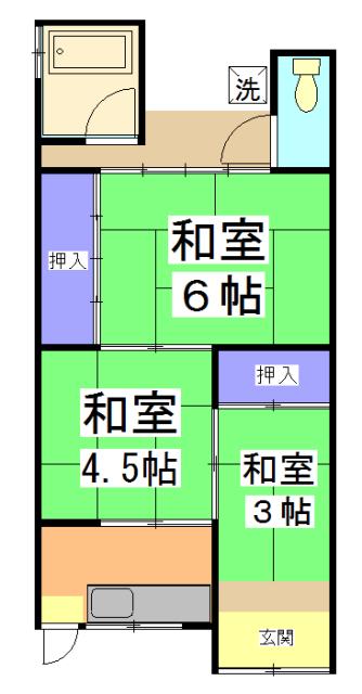 京都市東西線 太秦天神川駅 徒歩8分 1階建 築65年(3K)の間取り写真