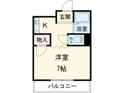 イヌイビル(1K/2階)の間取り写真