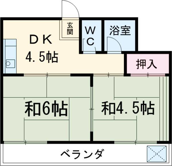 中甚ビル(2DK/3階)の間取り写真