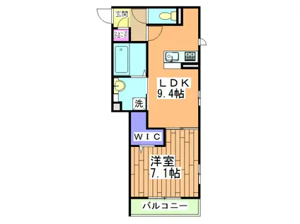 ラ・セゾン嵐山(1LDK/2階)の間取り写真