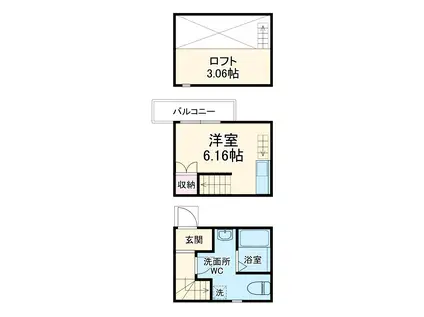 アースクエイク上条A棟(ワンルーム/1階)の間取り写真