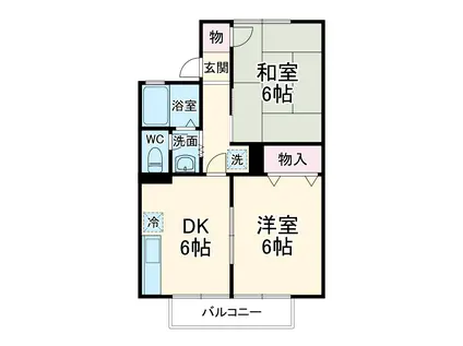 セジュールエイトB(2DK/2階)の間取り写真