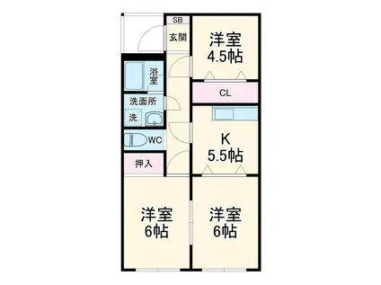 ラ・メール21(3DK/2階)の間取り写真