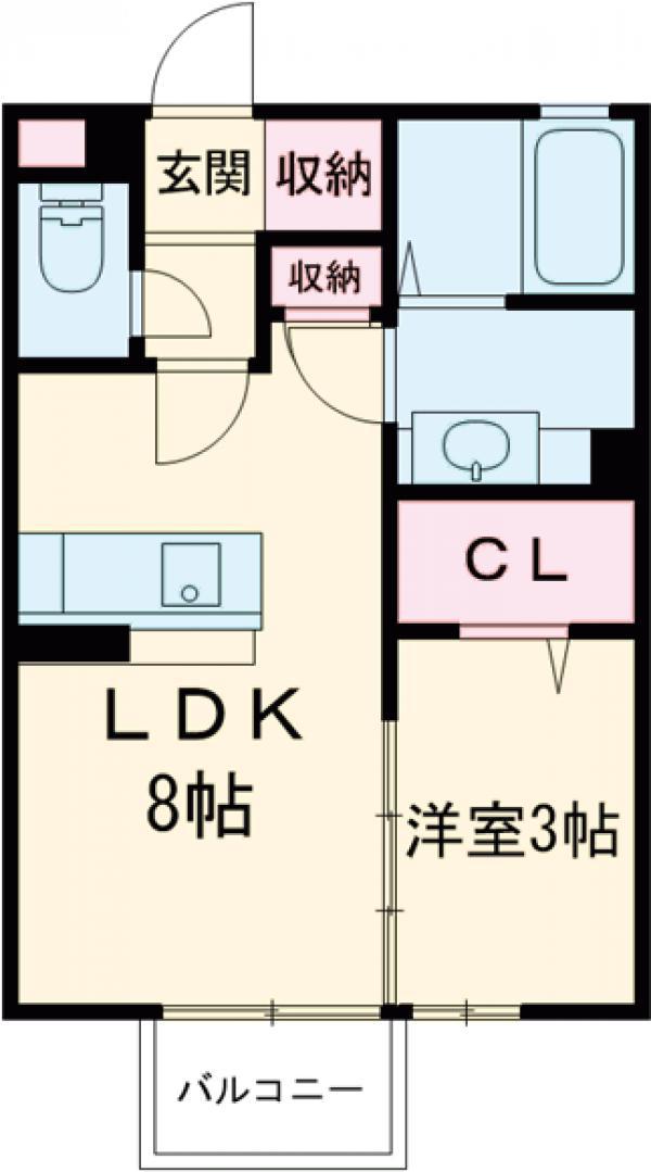 シャトー・デュ・ボヌールB(1LDK/2階)の間取り写真