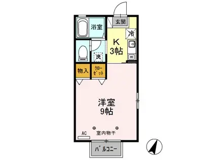 H・Iハウス(1K/1階)の間取り写真