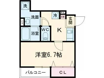 シュネシス(1K/1階)の間取り写真