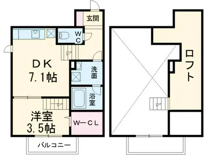 FAMILY STAGE道徳Ⅱ(1DK/2階)の間取り写真