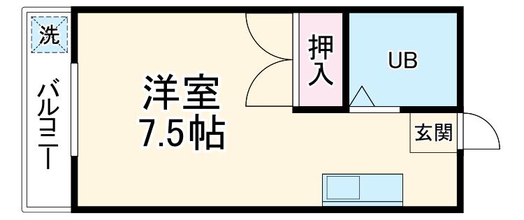 メゾン安田(ワンルーム/2階)の間取り写真